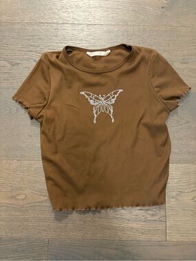 Urban kids girls brown butterfly top sz 14/16